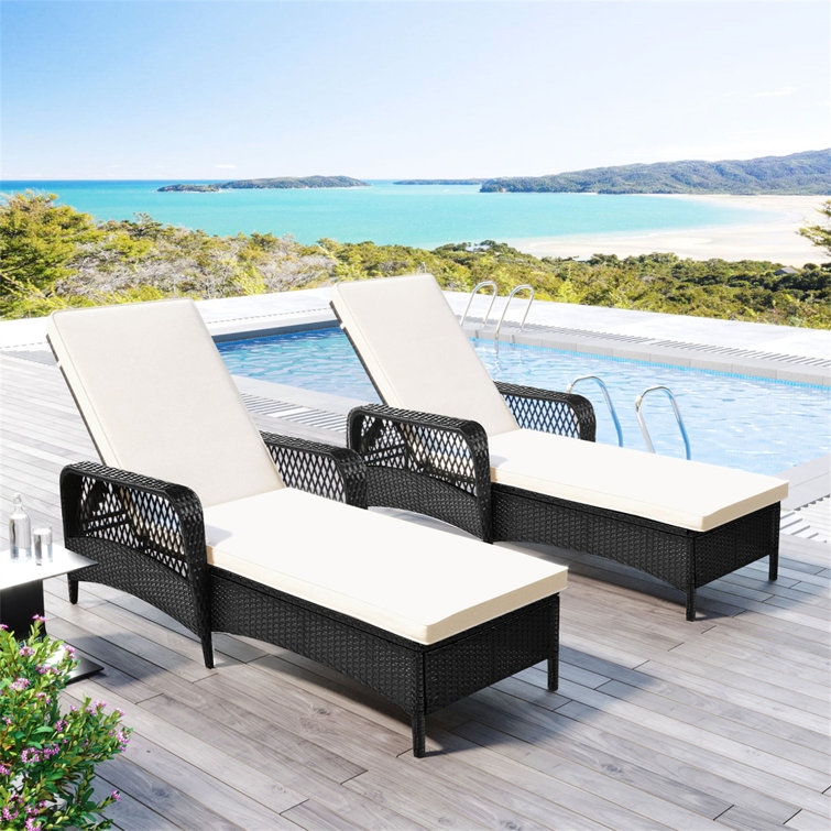 Sun lounger rattan black new arrivals